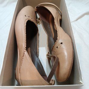 Bulo Light Pinkish Tan Ballet Ankle Strap Flats